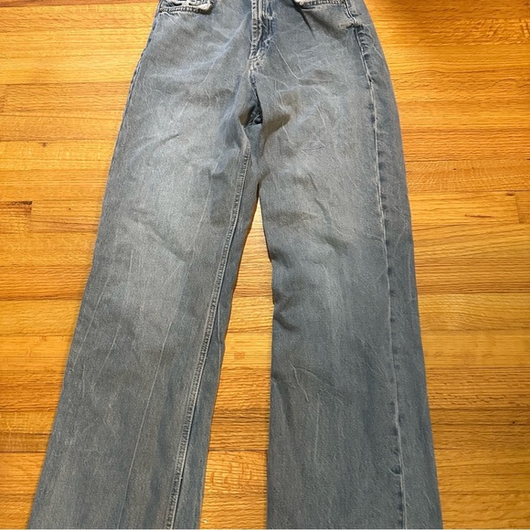 Zara wide-leg jeans with a high waist and raw hem size 4 (a3 - Picture 5 of 13